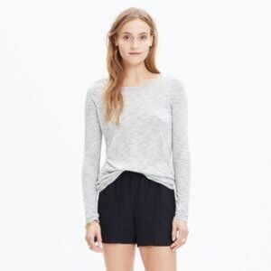 Madewell Black & White Microstripe Long Sleeve Tee